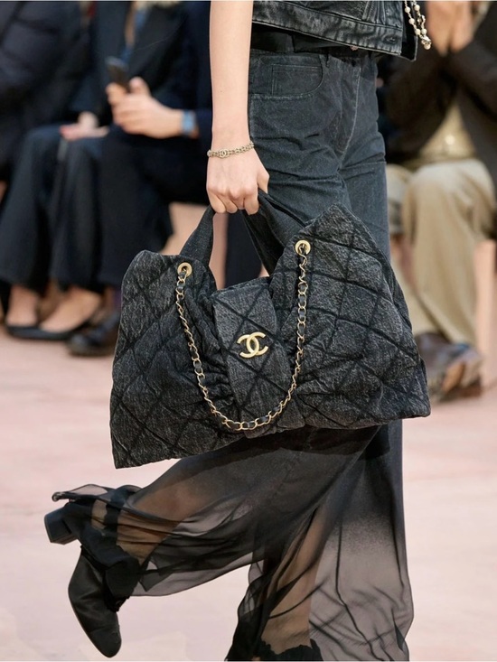 CHANEL Handbags - Chanel Maxi Black Washed Denim Bow Bag